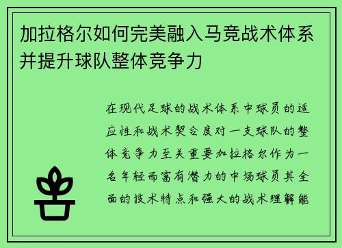 加拉格尔如何完美融入马竞战术体系并提升球队整体竞争力
